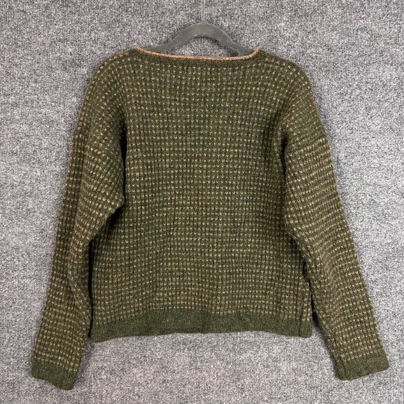 WOOLRICH Women's Green Tan Textured Knit Button Front Cardigan Sweater Medium - Picture 2 of 8